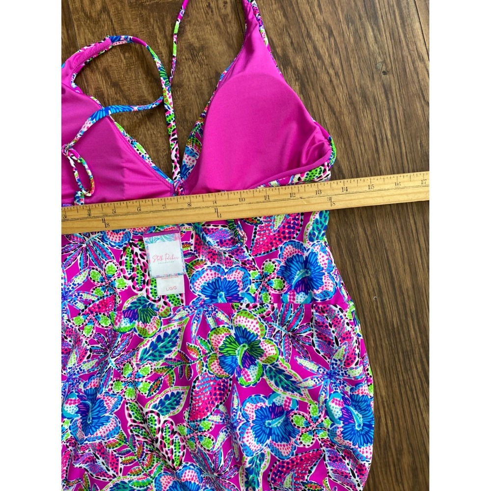 Stella‎ Parker Swimdress Womens Large Pink Floral Tropical Crossback One Piece - Picture 7 of 10